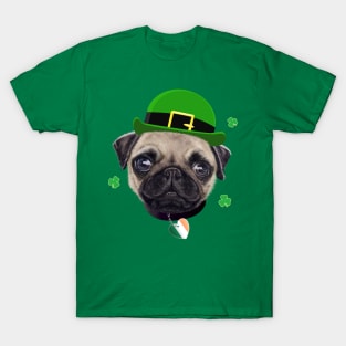 Pug Dog St Patrick’s Day Irish Flag And Shamrocks T-Shirt